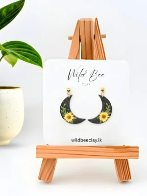 Half Moon Sunflower Earrings