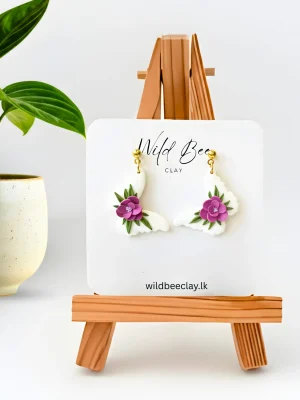 Purple Rose Butterfly Earrings