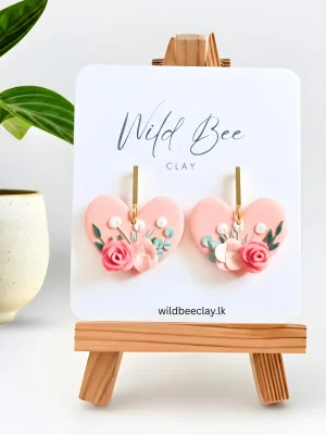 Pinky Floral Heart Dangle
