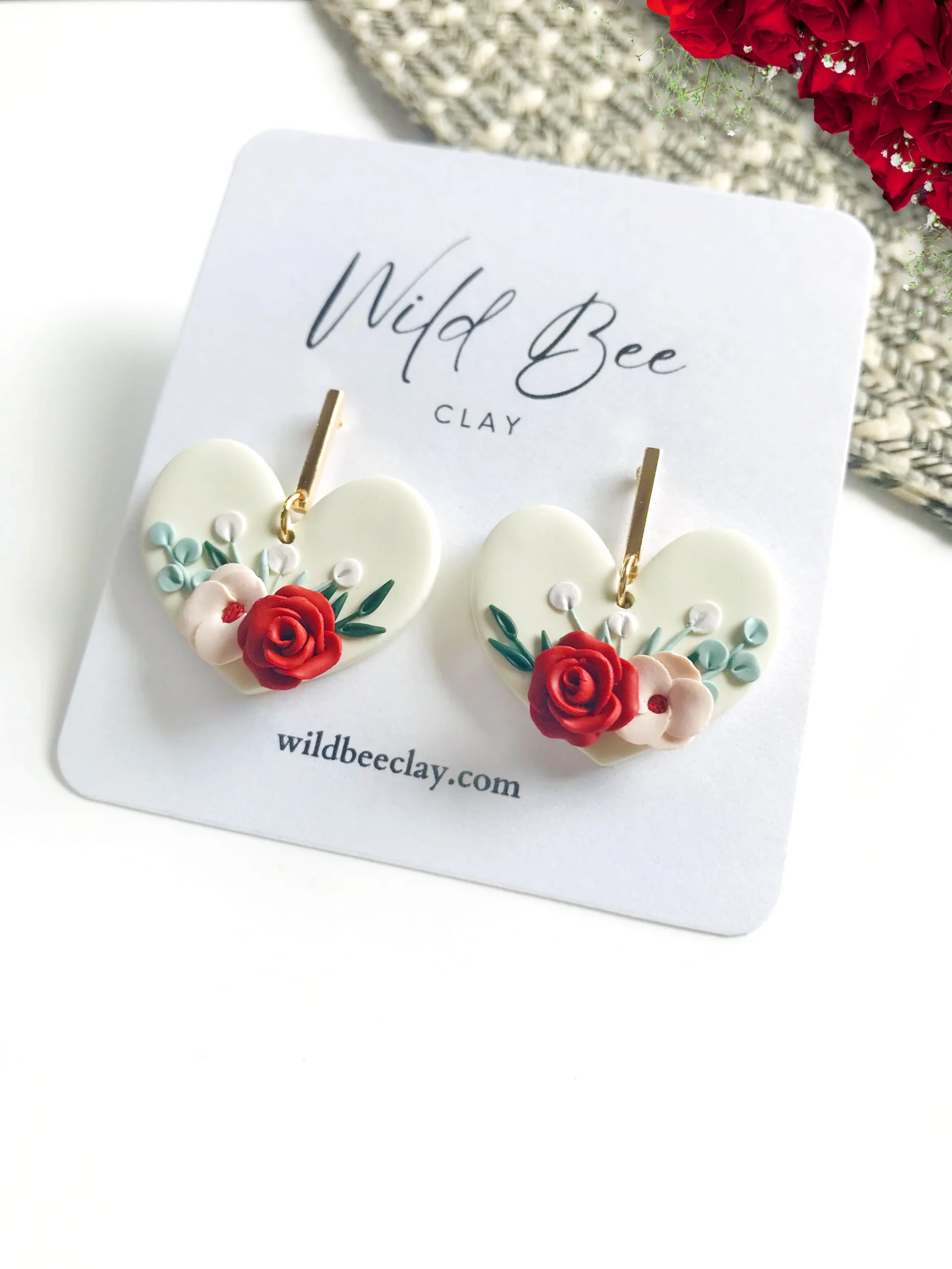 Creamy Floral Heart Dangle - Image 2