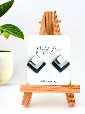 Black Tones Square Studs