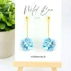 Camellia Light Blue Flower Polymer Clay Earrings by Wildbee Clay image