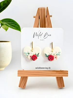 Creamy Floral Heart Dangle