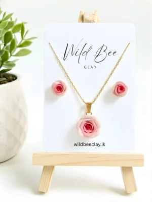 Pink Shaded Rose Jewellery Set