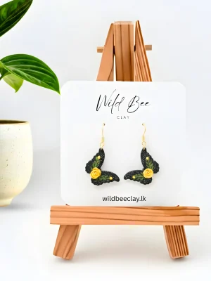 Yellow Rose Butterfly Earrings